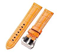 SSNAWBA Cinturini for orologi 22mm 24mm Uomo Marrone Nero Arancione Cinturino in pelle spessa Accessori for orologi(Color:Orange silver buckle,Size:22mm)