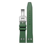 SSNAWBA Cinturino for orologio in gomma fluoroelastomero FKM naturale morbido da 20 mm, 21 mm e 22 mm, compatibile con cinturino IWC Big Pilot Portofino TOP con rivetto(Green-silver-1,22mm)