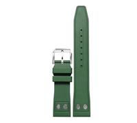 SSNAWBA Cinturino for orologio in gomma fluoroelastomero FKM naturale morbido da 20 mm, 21 mm e 22 mm, compatibile con cinturino IWC Big Pilot Portofino TOP con rivetto(Green-silver,20mm)