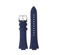 SSNAWBA Cinturino for orologio in nylon e pelle da 12 mm compatibile con Tissot PRX Super Player T137.410A T137.407A, cinturino curvo da uomo personalizzato da 12 mm T137(Blue-silver)