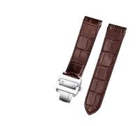 SSNAWBA Cinturino for orologio in pelle da 20 mm e 23 mm compatibile con cinturino Cartier Santos Santos 100 da uomo e da donna con chiusura pieghevole(Brown silver Buckle,23mm)