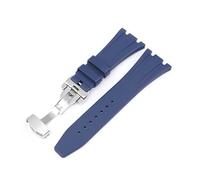 SSNAWBA Cinturino in caucciù 26mm compatibile con Audemars Piguet Royal Oak 15400 15703 fibbia a farfalla Camo cinturino di ricambio da uomo compatibile con AP(Navy blue butterfly)