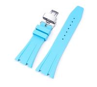 SSNAWBA Cinturino in caucciù 26mm compatibile con Audemars Piguet Royal Oak 15400 15703 fibbia a farfalla Camo cinturino di ricambio da uomo compatibile con AP(Light Blue butterfly)