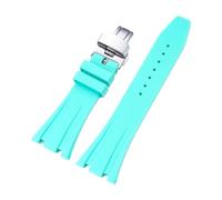 SSNAWBA Cinturino in caucciù 26mm compatibile con Audemars Piguet Royal Oak 15400 15703 fibbia a farfalla Camo cinturino di ricambio da uomo compatibile con AP(Lake blue butterfly)
