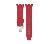 SSNAWBA Cinturino in caucciù fluoro compatibile con Audemars Piguet Royal Oak 15400 15500 26331 Fibbia a farfalla da uomo FKM morbido Sostituisci cinturino compatibile con AP 26mm(Red silver)