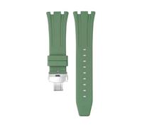 SSNAWBA Cinturino in caucciù fluoro compatibile con Audemars Piguet Royal Oak 15400 15500 26331 Fibbia a farfalla da uomo FKM morbido Sostituisci cinturino compatibile con AP 26mm(Dark green silver)