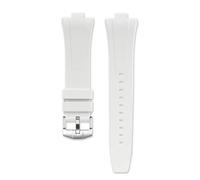 SSNAWBA Cinturino in caucciù fluoro compatibile con Citizen NJ0150 NJ0151 0155 fibbia in acciaio inossidabile a sgancio rapido cinturino sportivo impermeabile FKM da 9 mm(White silver)