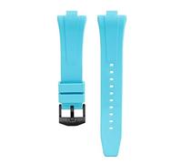 SSNAWBA Cinturino in caucciù fluoro compatibile con Citizen NJ0150 NJ0151 0155 fibbia in acciaio inossidabile a sgancio rapido cinturino sportivo impermeabile FKM da 9 mm(Light blue black)