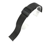SSNAWBA Cinturino in maglia milanese da 12/14/16/18/20/22 mm, a sgancio rapido, universale, in acciaio inox, unisex, cinturino di ricambio (nero, 14 mm), 14mm, Agata