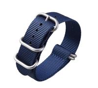 SSNAWBA Cinturino in nylon resistente 18mm 20mm 22mm 24mm Cinturino di ricambio for orologio da uomo con fibbia ad anello in acciaio inossidabile compatibile con il polso grande(Dark blue Silver,18mm)