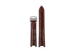 SSNAWBA Cinturino in pelle da donna compatibile con Cartier Prsr, serie PASHA, cinturino in pelle di mucca, catena for orologio da uomo con tacche(Brown Silver,20-12mm)