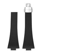 SSNAWBA Compatibile con Tissot PRX T137 FKM Watch 11mm 12mm Cinturino for orologio da uomo e da donna in gomma fluorurata con chiusura pieghevole a sgancio rapido(Black-silver,12mm)