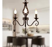 SSNCcNC 3Flammig, europeo Vintage ▾ Lampada a sospensione Retrò Camera da letto Soggiorno Lampadario Regolabile Classico Minimalismo E14 Metallo Sala da pranzo Ristorante bar Nero