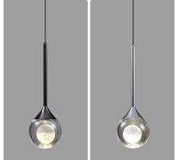 SSNCcNC Argento, LED Moderno Minimalismo Luce a sospensione Nordico Camera da letto Comodino Luce a sospensione Acrilico 5W Design creativo Luce calda 3000K Soggiorno Scale Soffitta 10 * 31cm