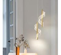 SSNCcNC D'oro, LED Moderno Minimalismo Luci a sospensione A 2 luci Comodino 8W Nordico Lampada a sospensione Luce calda 3000K -camera da letto soggiorno 27CM