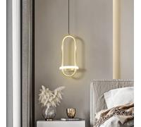 SSNCcNC Lampada a sospensione,LED Moderno design Lampada Sospesa d'oro ovale squillo Luci sospese Camera da letto Comodino 3000K lampadario Per salotto sala da pranzo Le scale 15 * 35 cm
