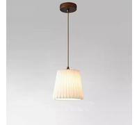 SSNCcNC Minimalismo stile americano Legno Camera da letto Lampada a sospensione vintage =Paralume in tessuto Lampada da sala da pranzo E27 Lampada da salotto Ø12*16cm