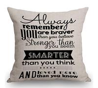 SSOIU Federa per cuscino con citazioni motivazionali con scritta "Always Remember You are Braver Than You Know, Stronger Than You Seem, Smarter Than You Think"