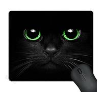 SSOIU Tappetino per mouse con gatto nero, occhi verdi, sfondo nero, tappetino per mouse in gomma antiscivolo, tappetino per mouse rettangolare per computer portatili 240 mm x 200 mm x 3 mm