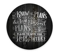 SSOIU Tappetino per mouse rotondo in legno nero con frase della Bibbia vintage con citazioni in lingua inglese "For I Know The Plans I Have for You Declares The Inspirational citazione"