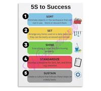 SSOPTMCB 5S Methodology Poster Sort Straighten Shine Standardize Sustain Lean Workplace Organization Guide Wall-Art for Factory(Unframed,12x18inch(30x45cm))