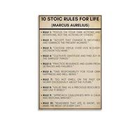 SSOPTMCB Ancient Stoic Wisdom Poster - 10 Rules for Modern Life from Marcus Aurelius and Seneca for Home Office Motivation(Framed,08x12inch(20x30cm))