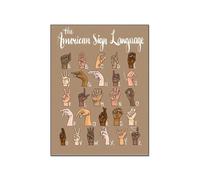 SSOPTMCB ASL & ABC Learning Poster - American Sign Language Alphabet with Inclusive Hand Signs Canvas Wall Art for Children(Unframed,08x12inch(20x30cm))