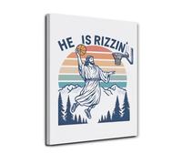 SSOPTMCB Basketball Jesus Comic Poster Christian Easter Decor Canvas Print for Wall(Framed,16x24inch(40x60cm))