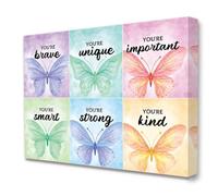 SSOPTMCB Brave Butterfly Affirmation Poster for Kids, You Are Brave Inspirational Quote Wall Art, Colorful Motivational Decor for Girls Bedroom and Nursery(Unframed,12x18inch(30x45cm))