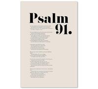 SSOPTMCB Christian Wall Art Psalm 91, Scripture Canvas Print with Protective Bible Verses, Modern Inspirational Decor for Church & Home(Framed,08x12inch(20x30cm))