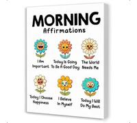SSOPTMCB Daily Positive Affirmations Canvas Wall Art - Morning Motivation Quotes for Mental Wellness, Inspirational Decor for Preschool Classroom, Therapy Office (Unframed,16x24inch(40x60cm))
