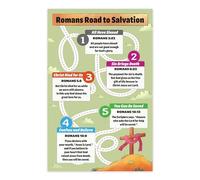 SSOPTMCB Educational Romans Road to Salvation Poster, Full Color Kids Bible Print with Scripture Verses, Sunday School Wall Decor for Classroom Homeschool Church(Framed,08x12inch(20x30cm))