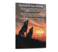 SSOPTMCB Feed the Wolf Canvas Wall-Art - Tale of Two Wolves Inspirational Quote Print, Cherokee Parable for Motivational Home and Office Decor (Framed,08x12inch(20x30cm))