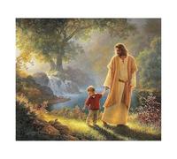 SSOPTMCB Jesus and Little Girl Praying Poster, Peaceful Religious Artwork, Christian Nursery Decor, Kids Room Wall Art, Spiritual Picture for Bedroom(Framed,16x24inch(40x60cm))