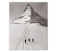 SSOPTMCB Minimalist Mountain Poster, Skiing Silhouette Against Matterhorn, Scandinavian Modern Wall Art, Neutral Home Decor for Living Room, Office, Nursery(Unframed,12x18inch(30x45cm))