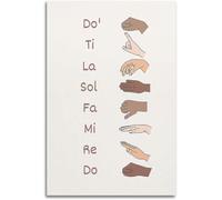 SSOPTMCB Music Theory Poster Solfege Hand Signs Chart Do Re Mi Scale Educational Wall-Art for Teachers Classroom Homeschool Multicultural Decor(Unframed,12x18inch(30x45cm))