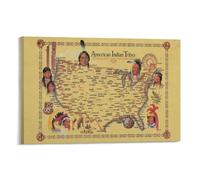 SSOPTMCB Native American Tribes Map, Pre-Columbian Indigenous Peoples of North America, Historical Wall Art Poster for Study, Library or Classroom(Framed,16x24inch(40x60cm))
