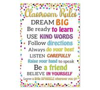 SSOPTMCB Preschool Classroom Rules - Confetti Motivational Poster for Circle Time & Behavior Management, Colorful Educational Decor for Teachers & Daycare Centers(Unframed,08x12inch(20x30cm))