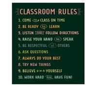 SSOPTMCB Rainbow Classroom Decor - Rules & Expectations Poster for Elementary School, Colorful Positive Affirmations, Teacher Must Haves Supply(Framed,12x18inch(30x45cm))