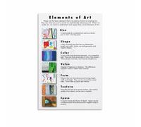 SSOPTMCB Seven Elements of Art Education Poster Canvas Wall Decor Fine Art Teaching Tool for Elementary Middle High School Classroom(Framed,12x18inch(30x45cm))