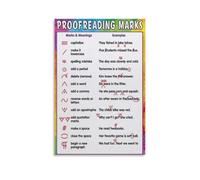 SSOPTMCB Vintage Proofreading Chart, Editor's Marks Poster with Symbols, Aesthetic Canvas Wall-Art for Classroom & Study Room Decor(Framed,12x18inch(30x45cm))