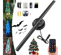 SSQOEGHF Albero di Natale olografico a LED, proiettore olografico con Ventola 3D Albero di Natale, Ventilatore olografico 3D di Halloween, Adatto per Negozi, Bar, Natale, Halloween