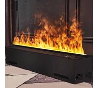 SSQUZA Caminetto a Vapore Acqueo con Fiamma Realistica,9 Colori Fiamma,Regolazione della Fiamma su 5 Livelli,Design LED Incorporato per Interni-Remotecontrol E Pannello Touch 150cm/59in