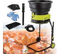 SSQUZA Trituratore Elettrico per Foglie da Giardino,Trituratore per Rami Albero,Riduzione 17:1,Apertura Tramoggia Alimentazione 54 Cm con Ruote E Sacco Raccolta,per Pulizia Cortile,50m*Powercord