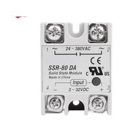 SSR-80DA - Relè industriale a semiconduttore 80A 80DA SSR 80 DA, tensione di controllo di ingresso 3-32 V, 12 V DC e carico di uscita 24-380 V, 220 V AC, 1 pezzo