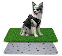 SSRIVER 60x90 CM 2 in 1 Erba Artificiale e Set di Tappetino per Cuccioli Riutilizzabile - Lettiera per Cani -Tappetino Cane Pipi-Toilette per Cani-Pet Zolla per Cani-per Interni/Esterni