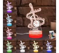 SSRUI Luce notturna personalizzata con illusione 3D a forma di chitarra, lampada a LED con diversi colori che cambiano, decorazione musicale per camera da letto e soggiorno, regali per gli amanti