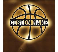 SSRUI Nome personalizzato 7 Colori Lampada Da Pallacanestro Personalizzato Wall Art Night Light LED Nome Segno Regalo per Gli Uomini Basket Amante