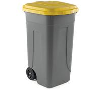 Sss - Bidone Carrellato Per Raccolta Differenziata Grigio Lt. 100 Con Coperchio - Giallo