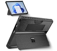 SSS·GRGB Custodia protettiva robusta per Microsoft Surface Pro 9/Pro 9 5G da 13 pollici, con cinghia da polso, protezione staffa, applicazione in pelle PU, compatibile con tastiera, colore nero